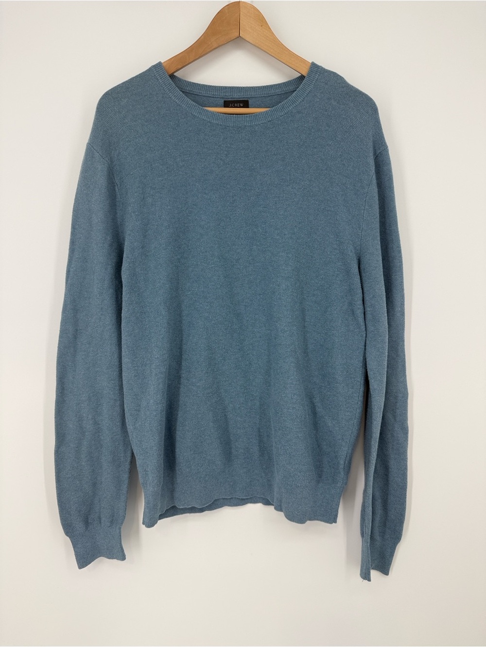 J. CREW Cotton crewneck sweater in garter stitch light blue Size Medium